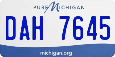 MI license plate DAH7645