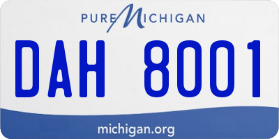 MI license plate DAH8001