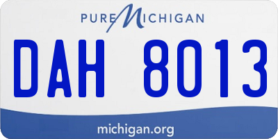 MI license plate DAH8013