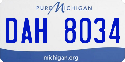 MI license plate DAH8034