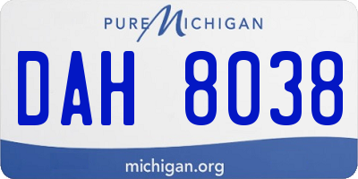 MI license plate DAH8038