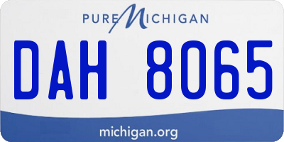MI license plate DAH8065