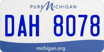 MI license plate DAH8078