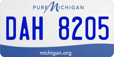 MI license plate DAH8205