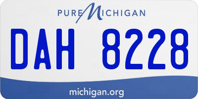 MI license plate DAH8228