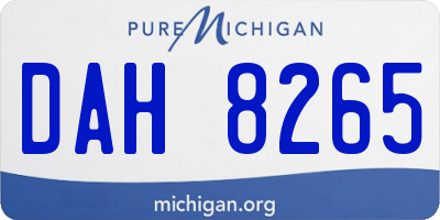 MI license plate DAH8265