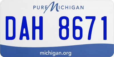 MI license plate DAH8671