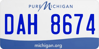 MI license plate DAH8674