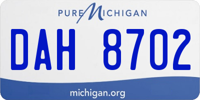 MI license plate DAH8702
