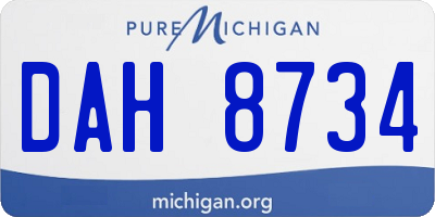 MI license plate DAH8734