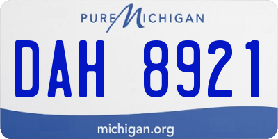 MI license plate DAH8921