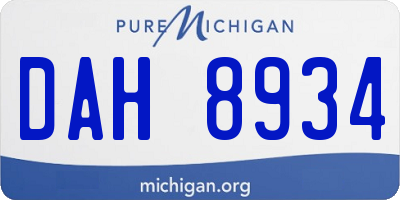 MI license plate DAH8934
