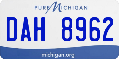 MI license plate DAH8962