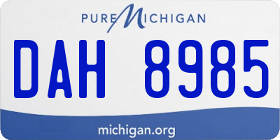 MI license plate DAH8985