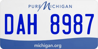 MI license plate DAH8987