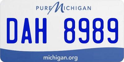 MI license plate DAH8989