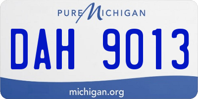 MI license plate DAH9013