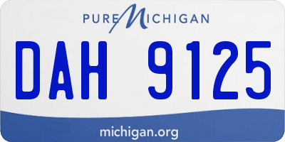 MI license plate DAH9125