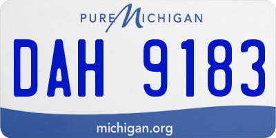 MI license plate DAH9183