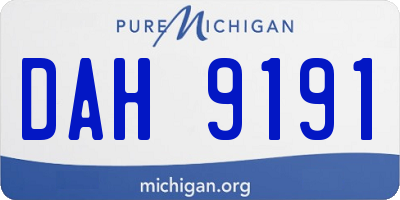 MI license plate DAH9191