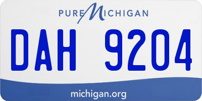MI license plate DAH9204