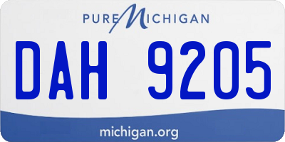 MI license plate DAH9205