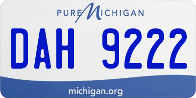 MI license plate DAH9222