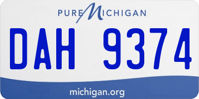 MI license plate DAH9374