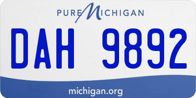 MI license plate DAH9892