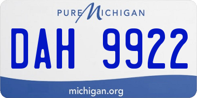 MI license plate DAH9922