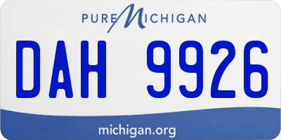 MI license plate DAH9926