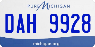 MI license plate DAH9928
