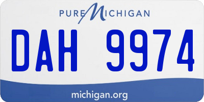 MI license plate DAH9974