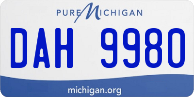 MI license plate DAH9980