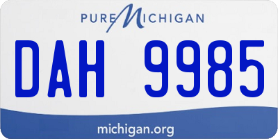 MI license plate DAH9985