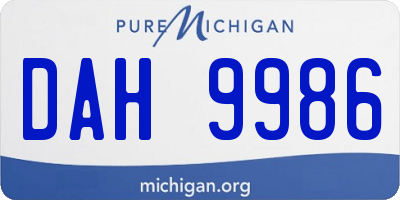 MI license plate DAH9986