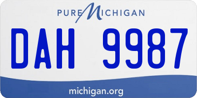 MI license plate DAH9987