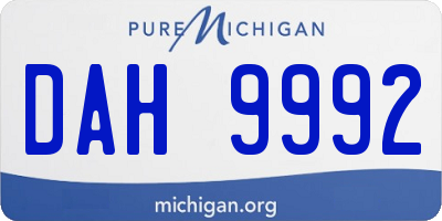 MI license plate DAH9992