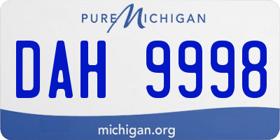 MI license plate DAH9998