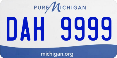 MI license plate DAH9999
