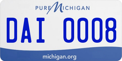 MI license plate DAI0008