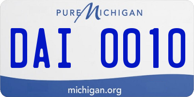MI license plate DAI0010