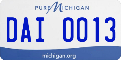 MI license plate DAI0013