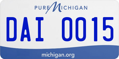 MI license plate DAI0015