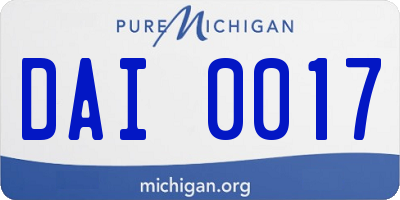 MI license plate DAI0017