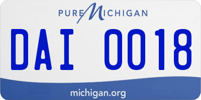 MI license plate DAI0018