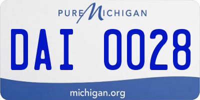 MI license plate DAI0028