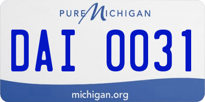 MI license plate DAI0031