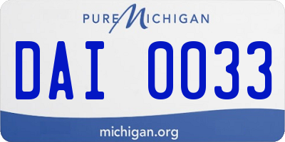 MI license plate DAI0033