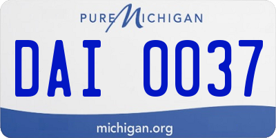 MI license plate DAI0037